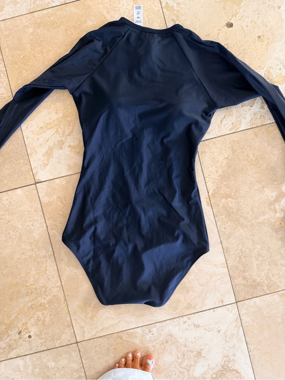Womens Long Sleeve One-Piece Swimsuit - Black